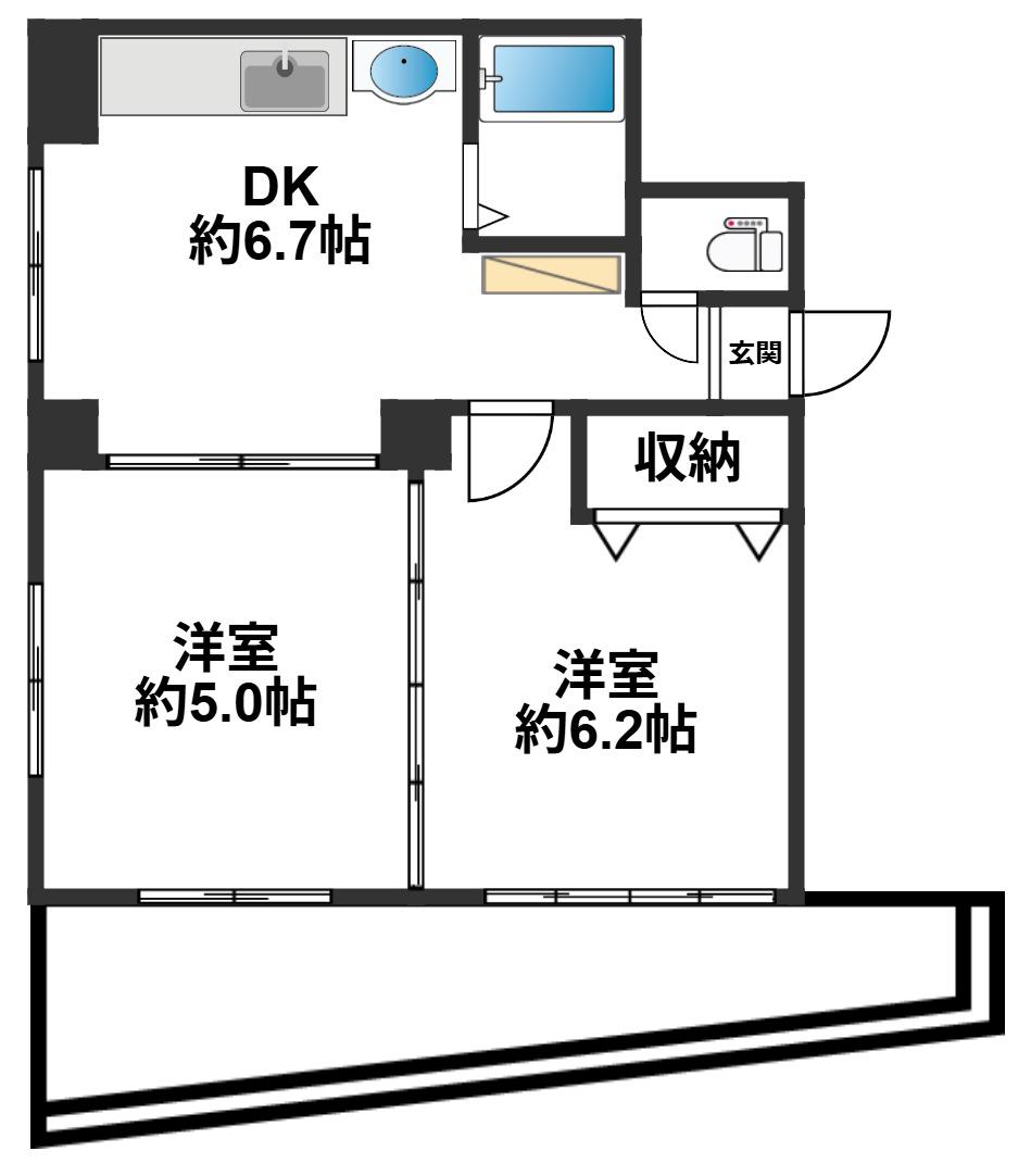 藤ビル(2DK/2階)の間取り写真