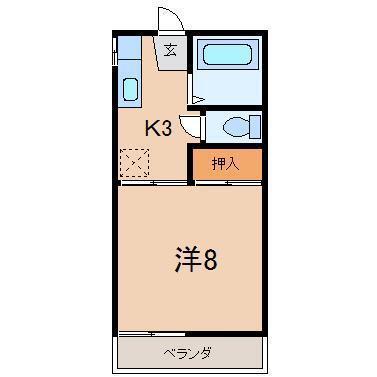 アーバンハウス野田(1K/2階)の間取り写真