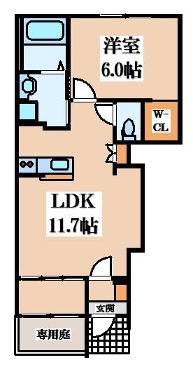 アイリスコート(1LDK/1階)の間取り写真