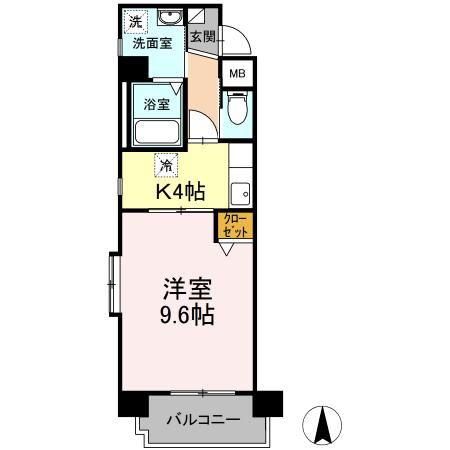 エスパシオ本陣(1K/3階)の間取り写真