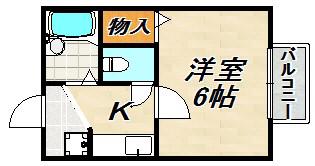 パルファン蓮宮(1K/2階)の間取り写真