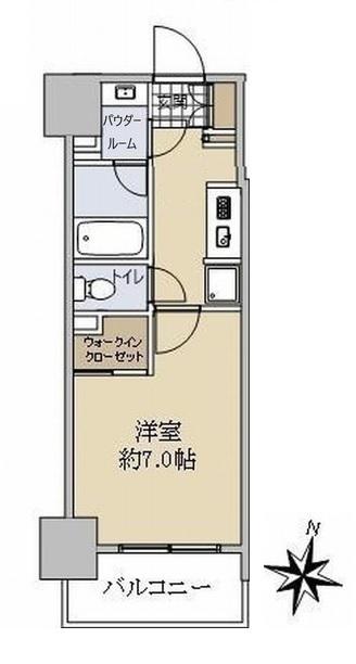 シティハウス東麻布(1K/7階)の間取り写真