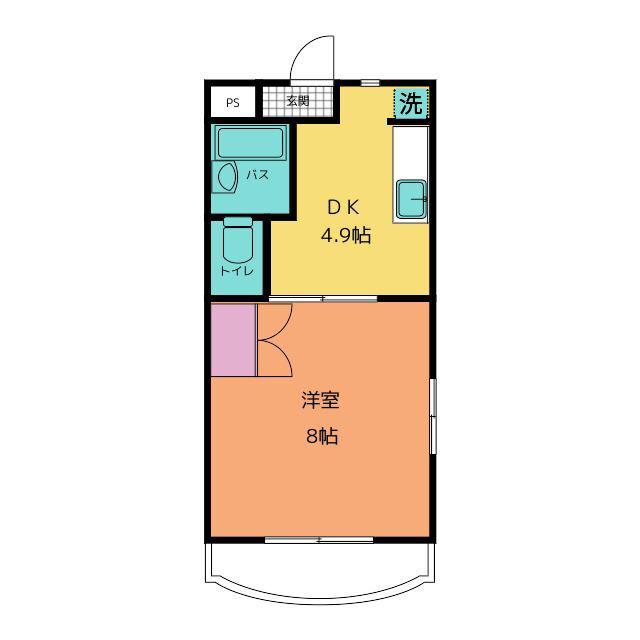 ソフィアII(1DK/3階)の間取り写真