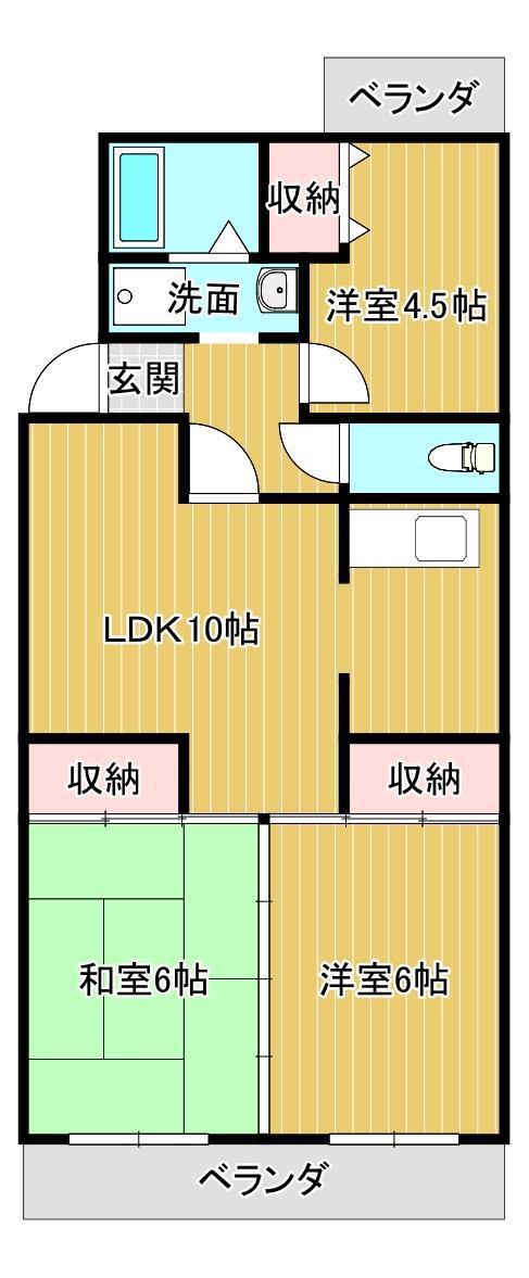 コンフォート・ウンノ(3LDK/1階)の間取り写真