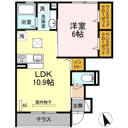 フルールベルテ二番館(1LDK/1階)の間取り写真