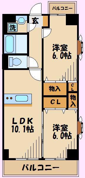フレイグラントオリーブ(2LDK/4階)の間取り写真