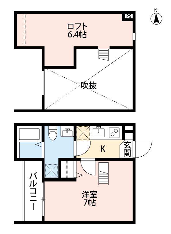 サンテラス西岩田(1K/1階)の間取り写真