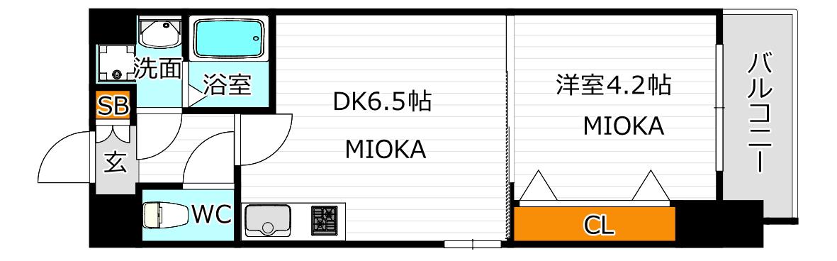 メイクス天王寺南(1DK/3階)の間取り写真