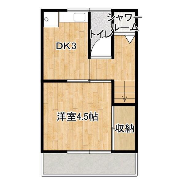 兵庫県尼崎市瓦宮アパート(1DK/2階)の間取り写真