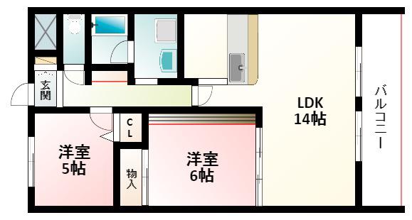 パシフィックマンションIII(2LDK/3階)の間取り写真