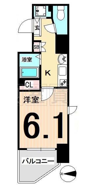 プレサンス鶴舞グリーンパーク(1K/14階)の間取り写真