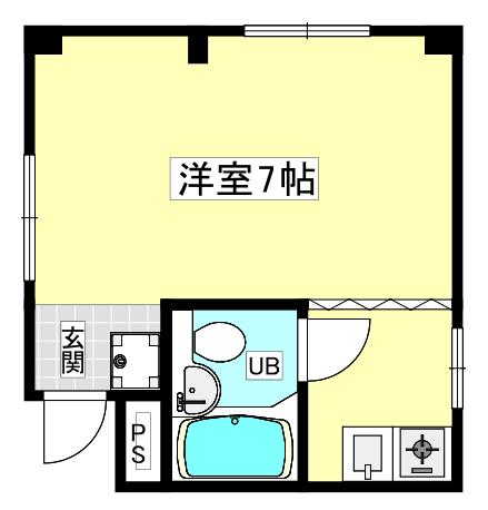 ルビア西宮(ワンルーム/2階)の間取り写真