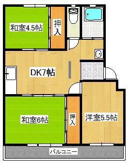 マンション野津(3DK/2階)の間取り写真