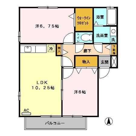 グランメールA/B/C(2LDK/1階)の間取り写真