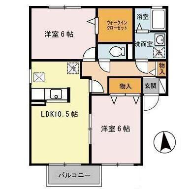 フォンテーヌ A(2LDK/2階)の間取り写真