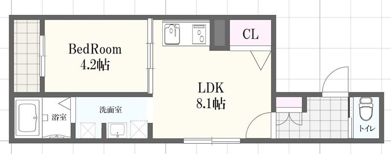 F ASECIA 神屋町(1LDK/2階)の間取り写真