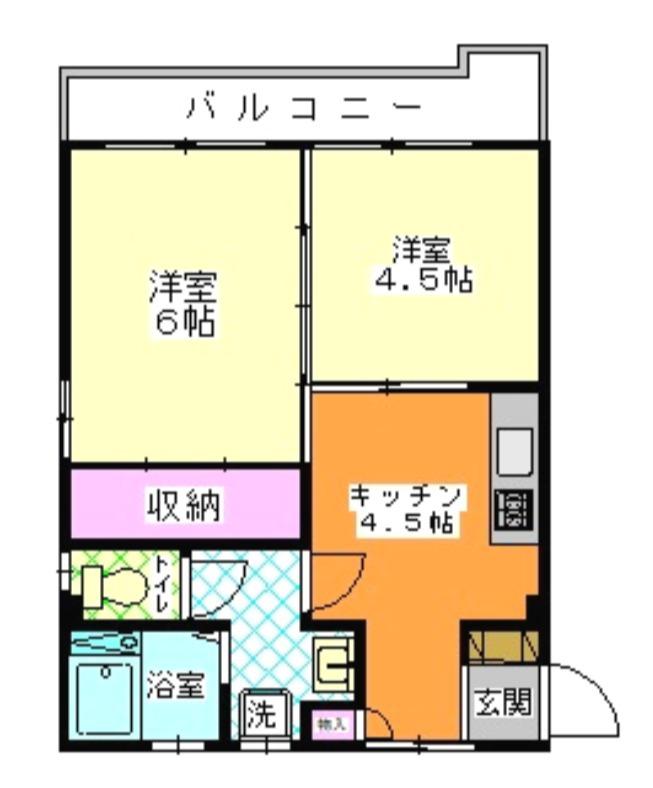 芦山ビル(2K/3階)の間取り写真
