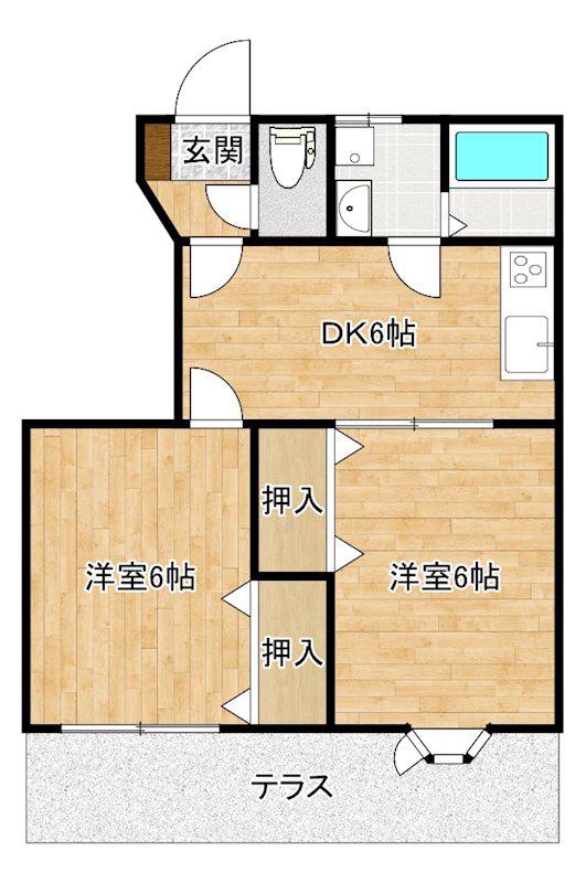サンハイム(2DK/1階)の間取り写真