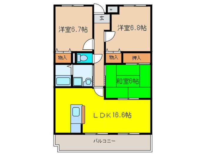 パティオ宝塚(3LDK/4階)の間取り写真