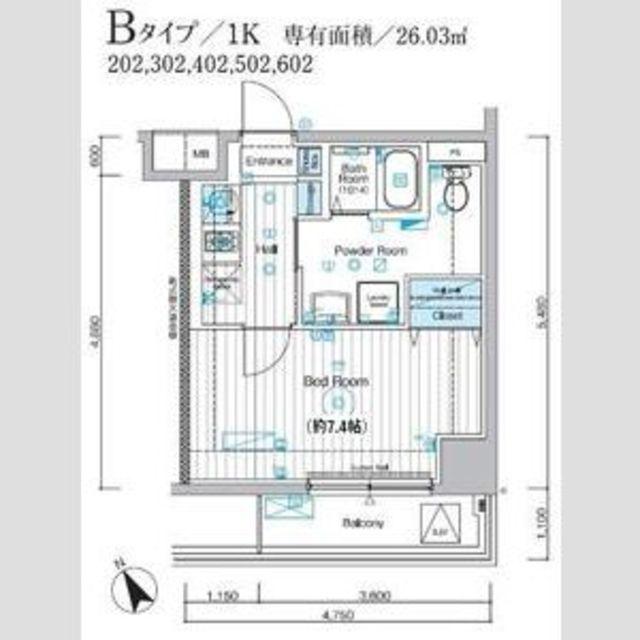 MAXIV ALIVE堀切菖蒲園(1K/2階)の間取り写真