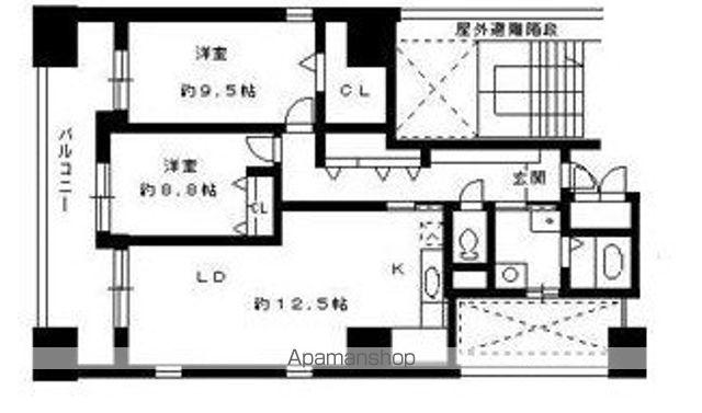 シャンテメゾン田仲(2LDK/5階)の間取り写真