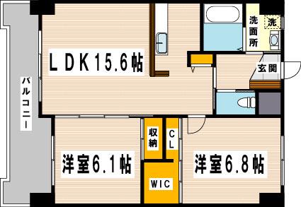 プリーモ天神(2LDK/8階)の間取り写真