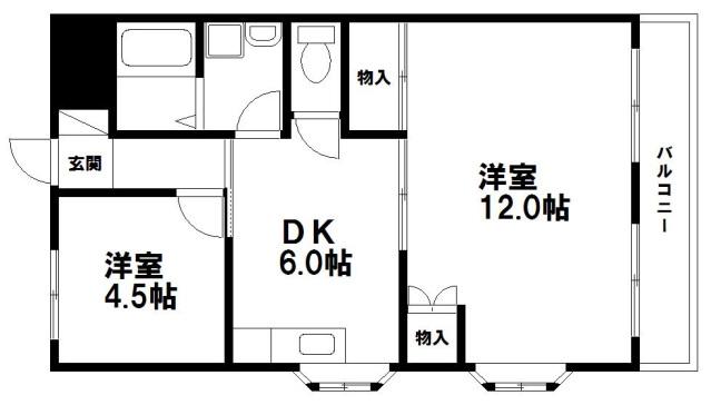 大和ビル(2DK/4階)の間取り写真