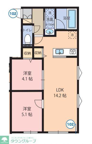 リベルテ中町(2LDK/1階)の間取り写真