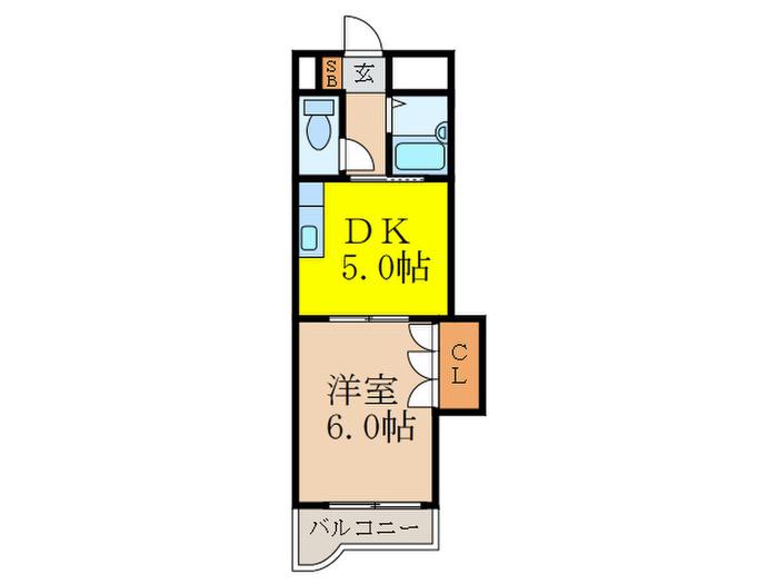 ローズコーポ新大阪7(1DK/11階)の間取り写真