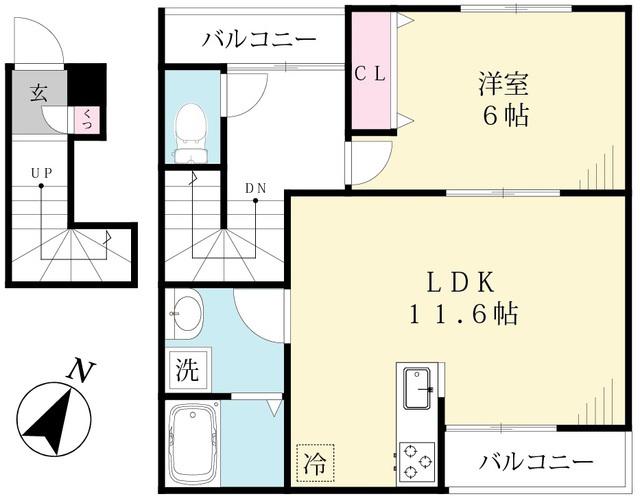 アン・ロジュモンMS(1LDK/2階)の間取り写真