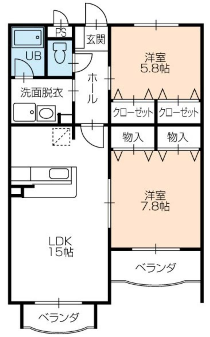 クレール花田(2LDK/3階)の間取り写真