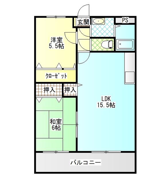 シトラスハーモニー(2LDK/2階)の間取り写真