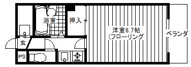ハイブリッジ日野(1K/3階)の間取り写真