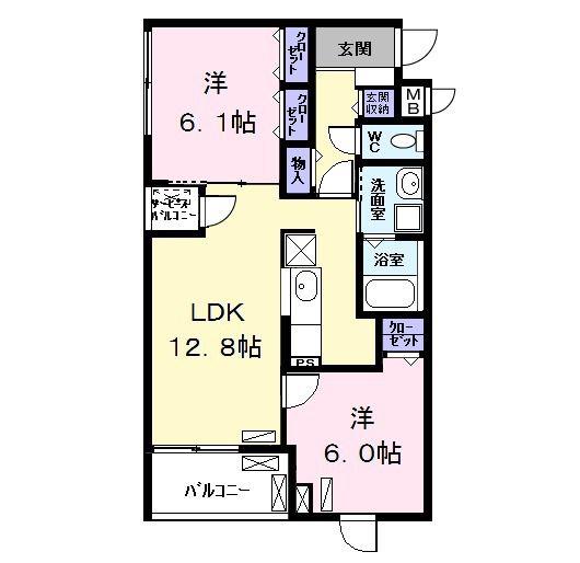 しらさぎ(2LDK/3階)の間取り写真