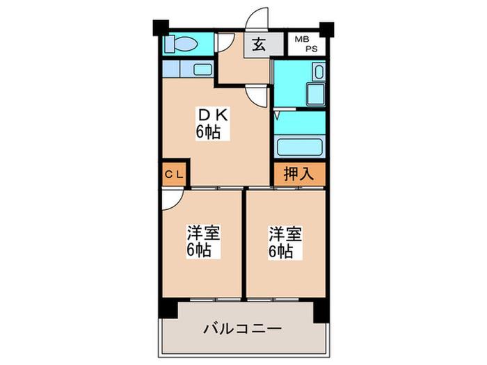 コーラル針中野(2DK/4階)の間取り写真