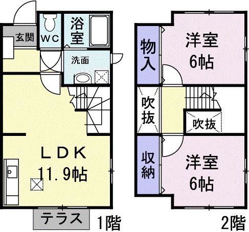 アクアーリオ(2LDK/1階)の間取り写真
