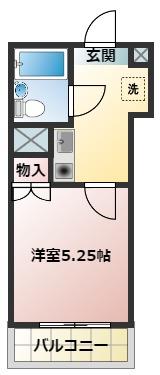 ロイヤルマンション磐田(1K/4階)の間取り写真
