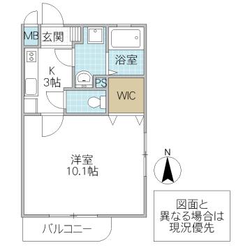 MELLOW TOWN(1K/1階)の間取り写真