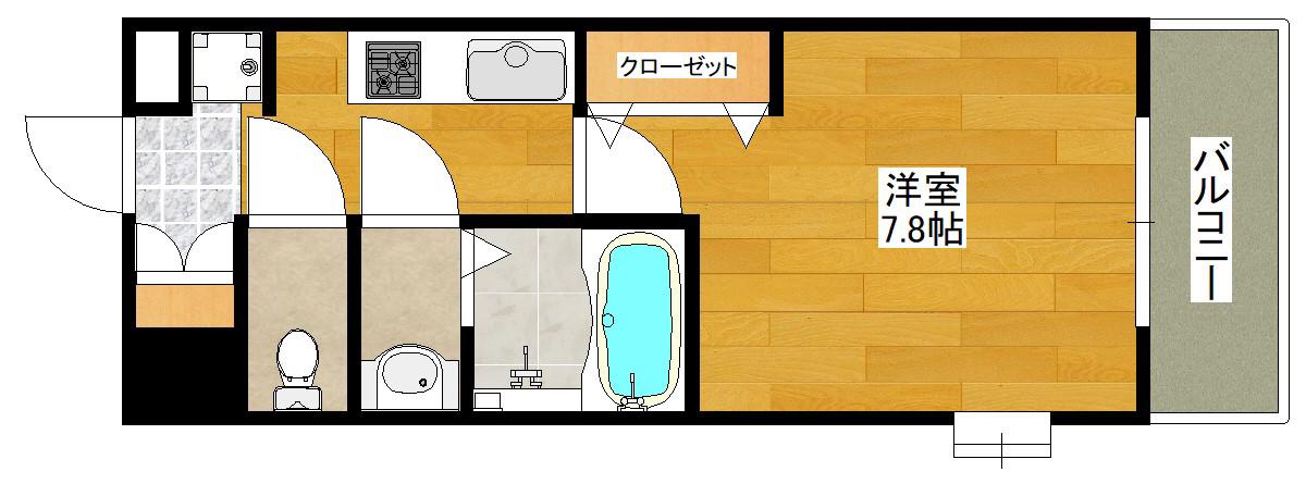 LUXE東三国IV(1K/8階)の間取り写真