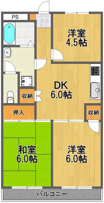 キョーワハウス拝島I(3DK/3階)の間取り写真