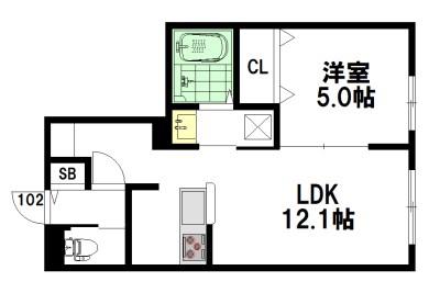 キャッスルハイツ(1LDK/1階)の間取り写真