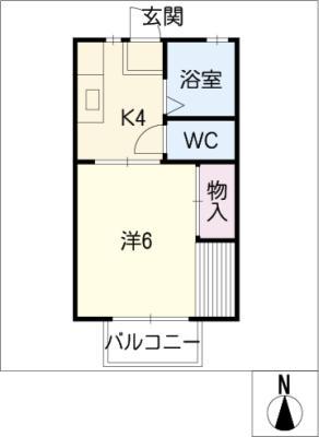 ロイヤルミノウラ B棟(1K/2階)の間取り写真