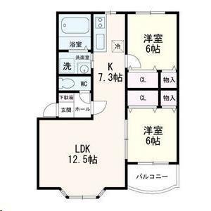 グランシャリオ(2LDK/3階)の間取り写真