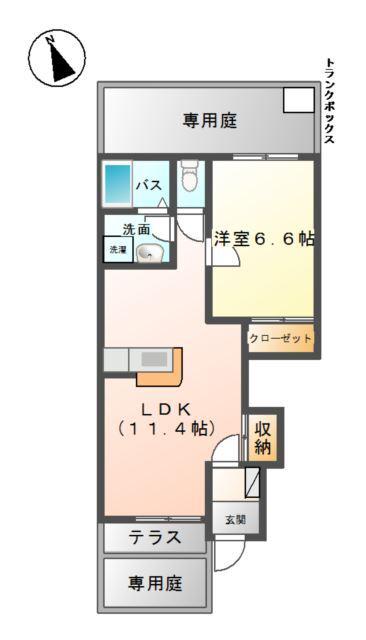 コンフォルト赤碕(1LDK/1階)の間取り写真