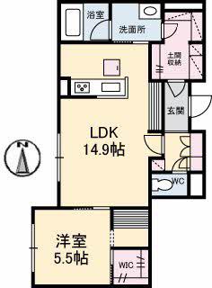 アドバンス(1LDK/1階)の間取り写真
