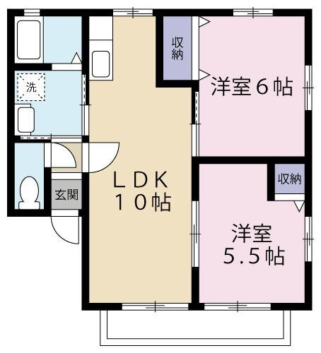 エクストリーム(2LDK/1階)の間取り写真