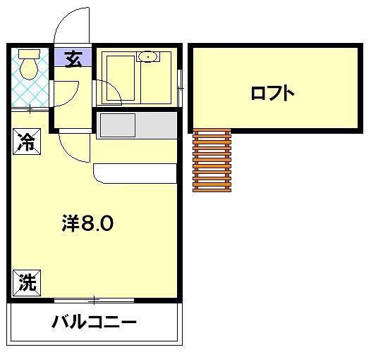 長崎大学医学部・ハイツ(ワンルーム/2階)の間取り写真