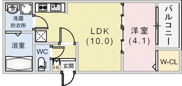 ルアナ新神戸(1LDK/1階)の間取り写真
