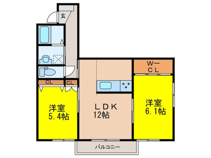 セッション上大利(2LDK/1階)の間取り写真
