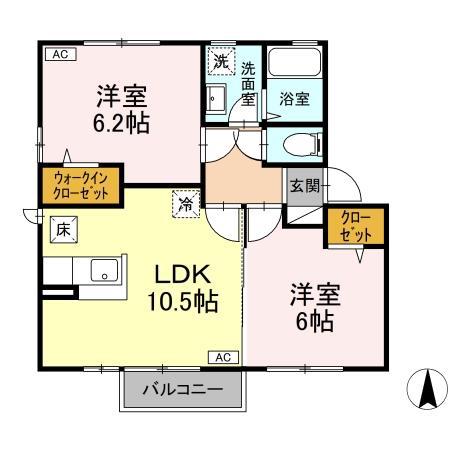 ロワールA・B(2LDK/1階)の間取り写真